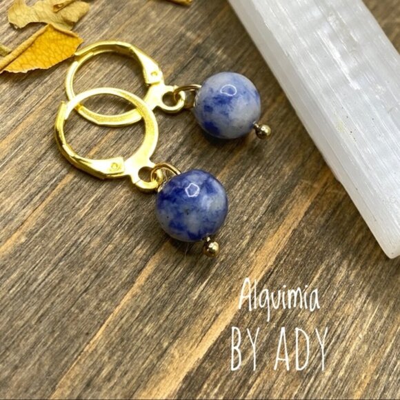 Alquimia by ADY Gold and Blue Earrings - Picture 1 of 1